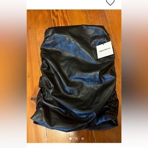 Revolve Superdown Scrunchy Black Faux Leather Skirt